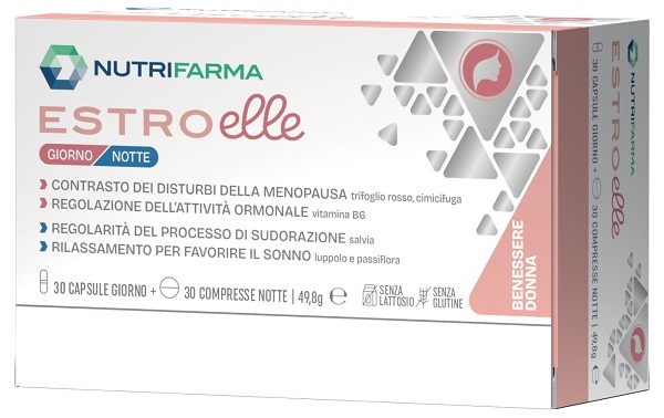ESTROELLE GIORNO & NOTTE 30 CAPSULE + 30 COMPRESSE SENZA GLUTINE E LATTOSIO ESTROELLE GIORNO & NOTTE 30 CAPSULE + 30 COMPRESSE SENZA GLUTINE E LATTOSIO